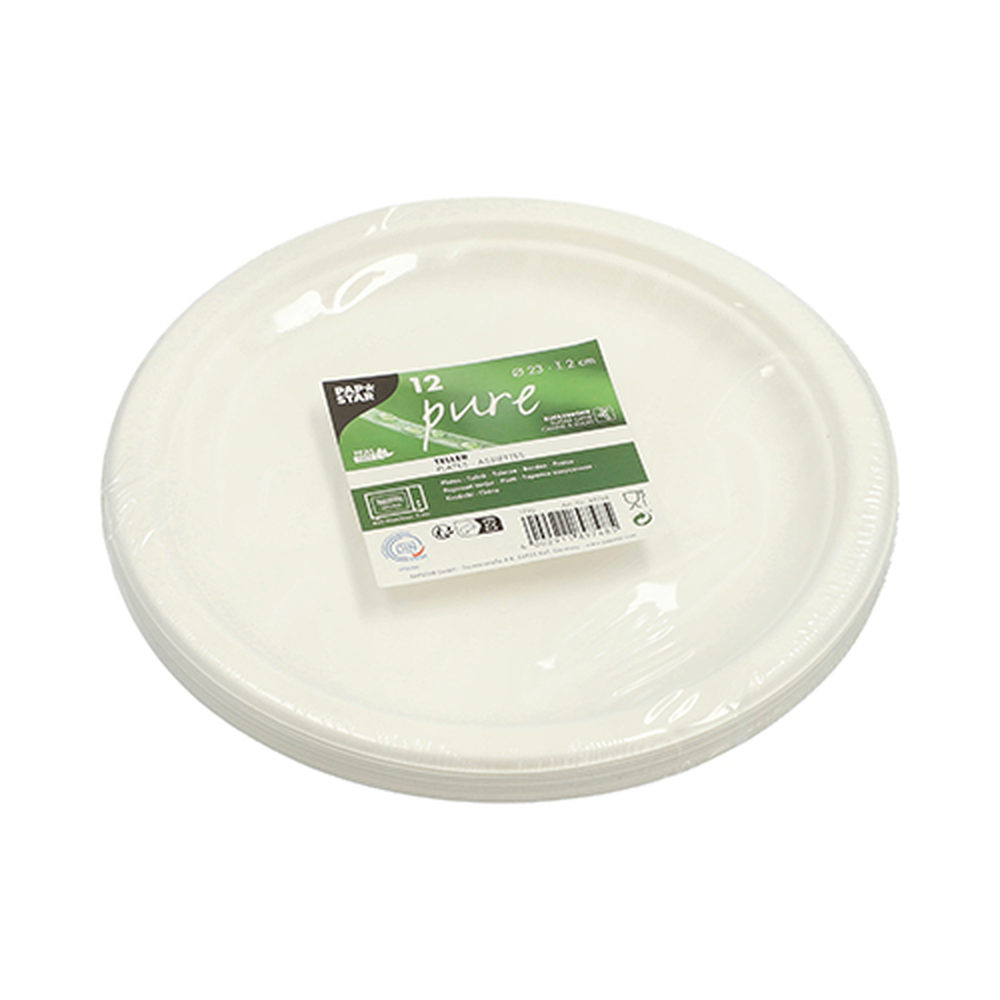 Papstar Teller, Zuckerrohr "pure" ungeteilt Ø 23 cm · 2 cm weiss