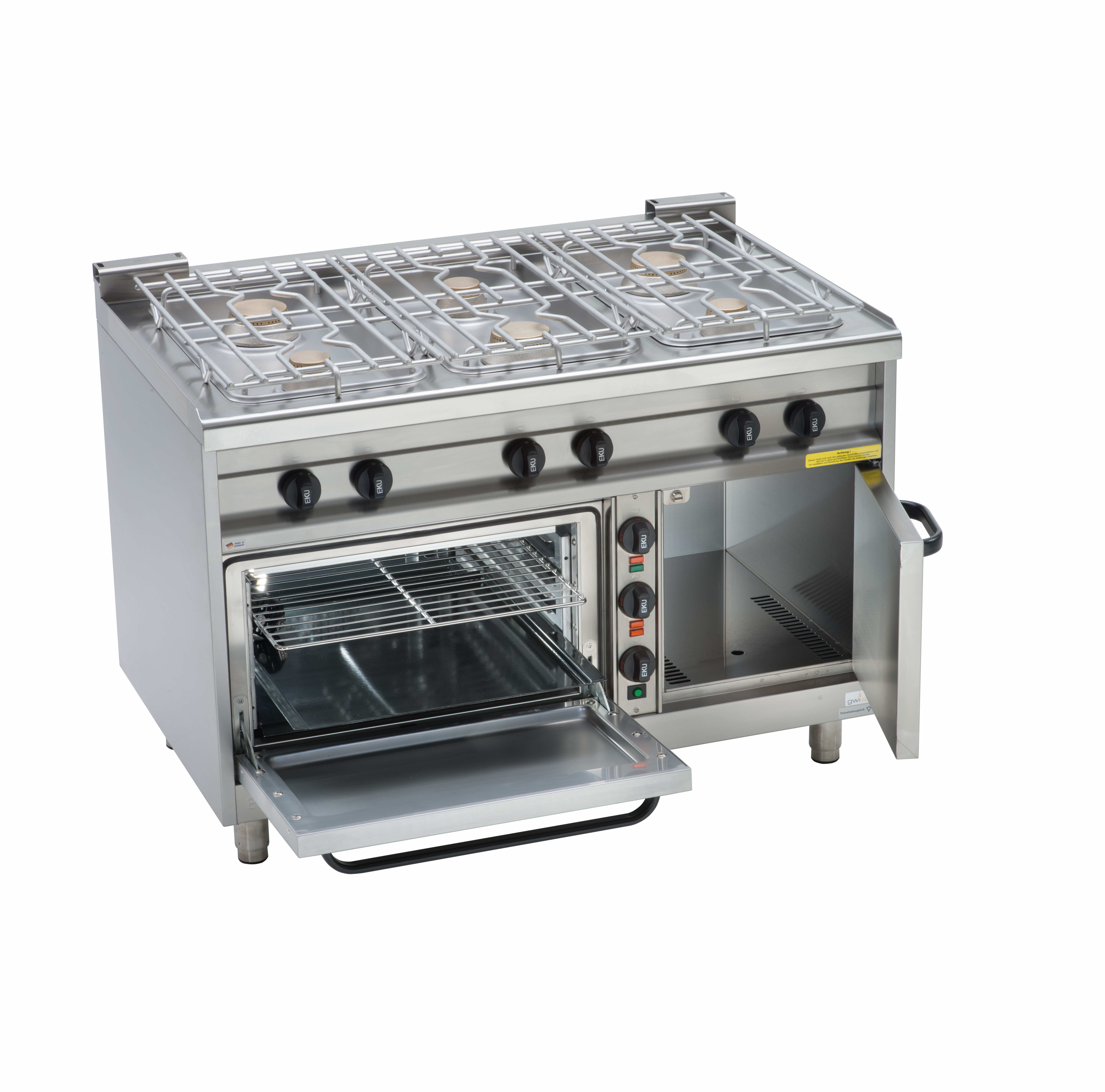 EKU Gasherd POWERBURNER 6 Kochstellen Elektro-Backofen & Elektrowärmeschrank