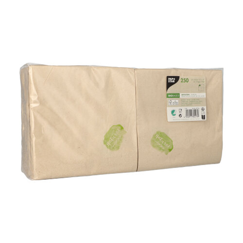 Papstar Servietten, 2-lagig 1/4-Falz 33 cm x 33 cm natur ungebleicht