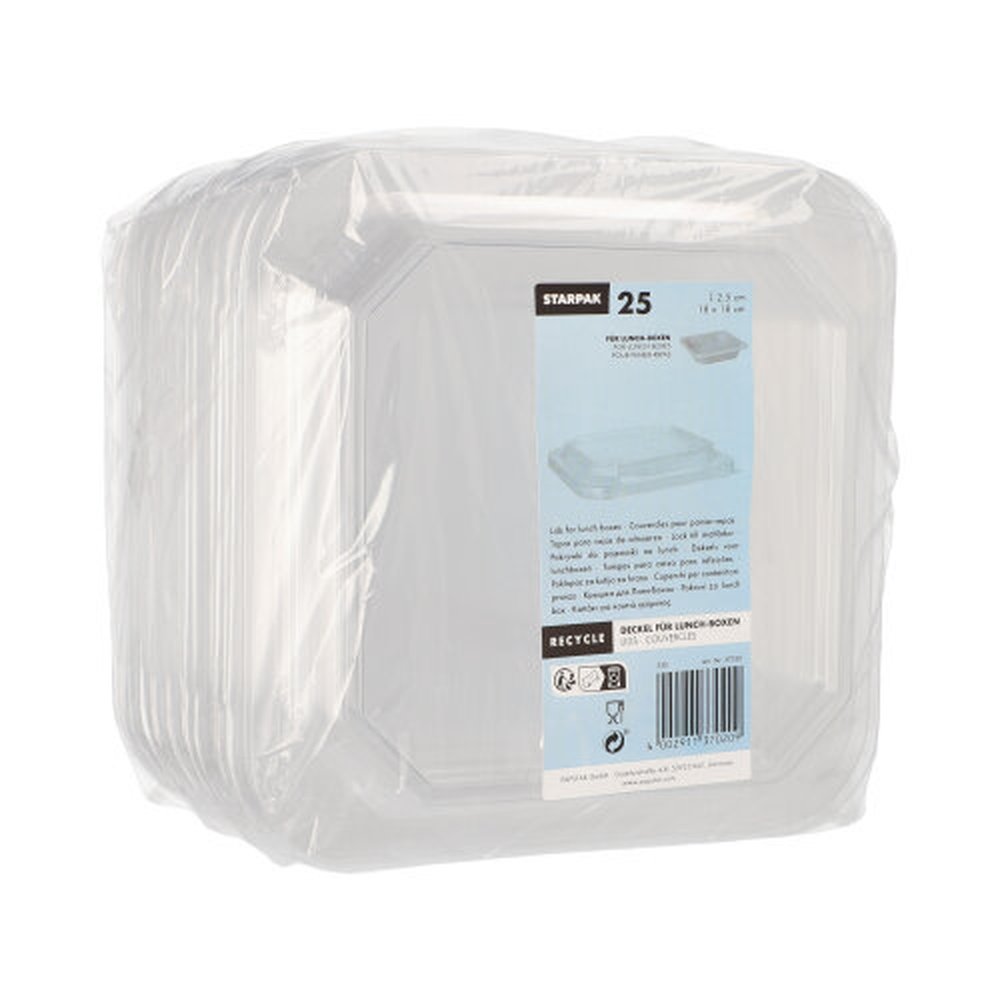 Papstar Deckel für Lunchboxen PET eckig 2,5 cm x 18 cm x 18 cm transparent