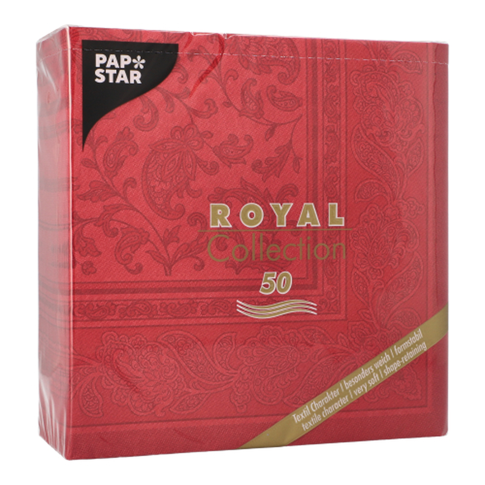 PAPSTAR Servietten ROYAL Collection 1/4-Falz 40 cm x 40 cm bordeaux Ornam