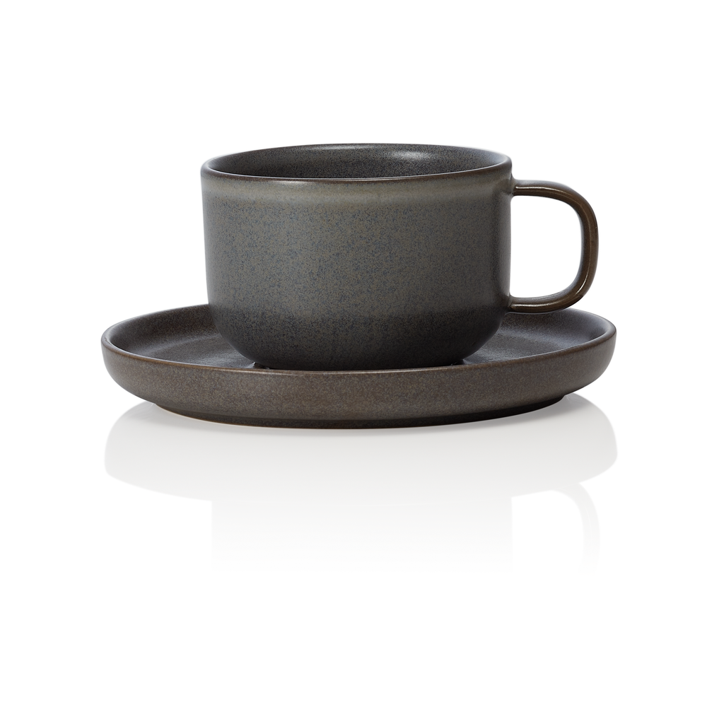 WAS Ober- und Untertasse Set ROCKZZERO, 220 ml, Set á 6 Stück, stone grey, Stein