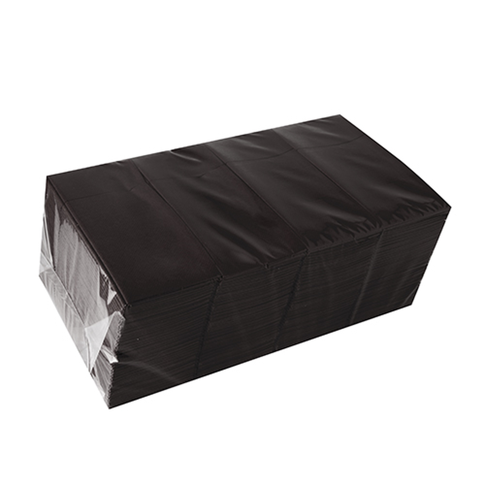 Papstar Bestecktaschen, Airlaid 40 cm x 33 cm schwarz mit Besteckfalz