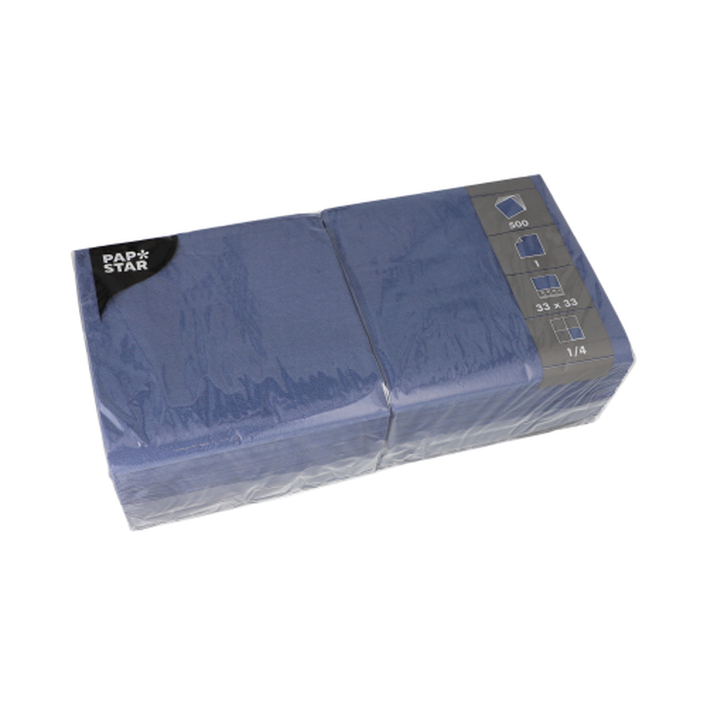 Papstar Servietten, 1-lagig 1/4-Falz 33 cm x 33 cm dunkelblau