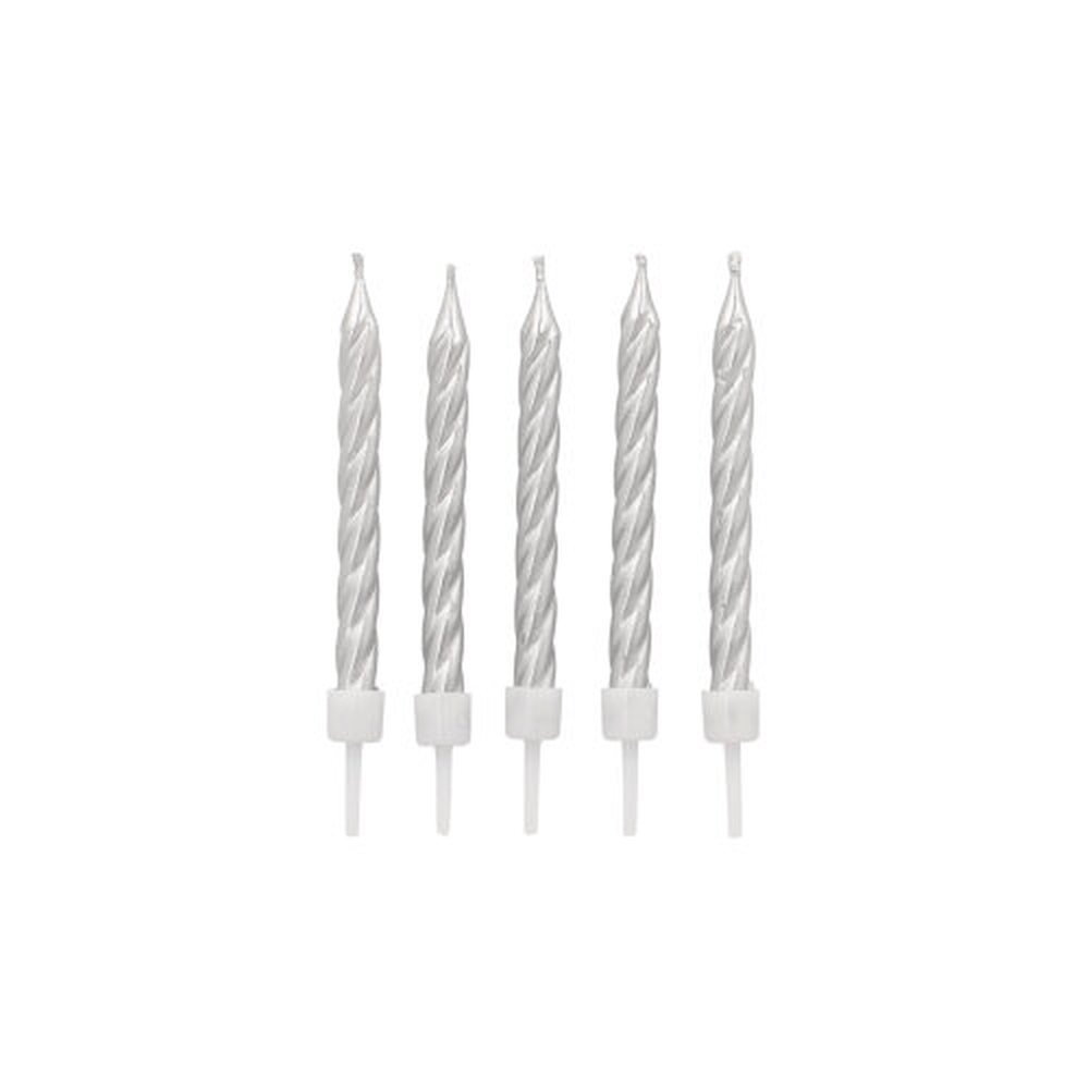 Papstar Geburtstagskerzen auf Halter 6 cm silber