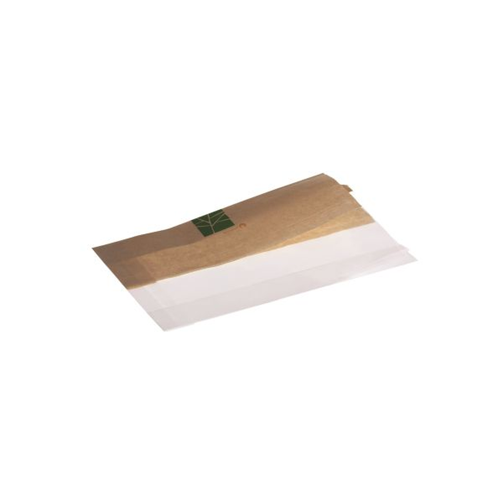 Pacovis Sandwichbeutel 1/2 Papier,, 1/2 PLA, 140+2x30x230