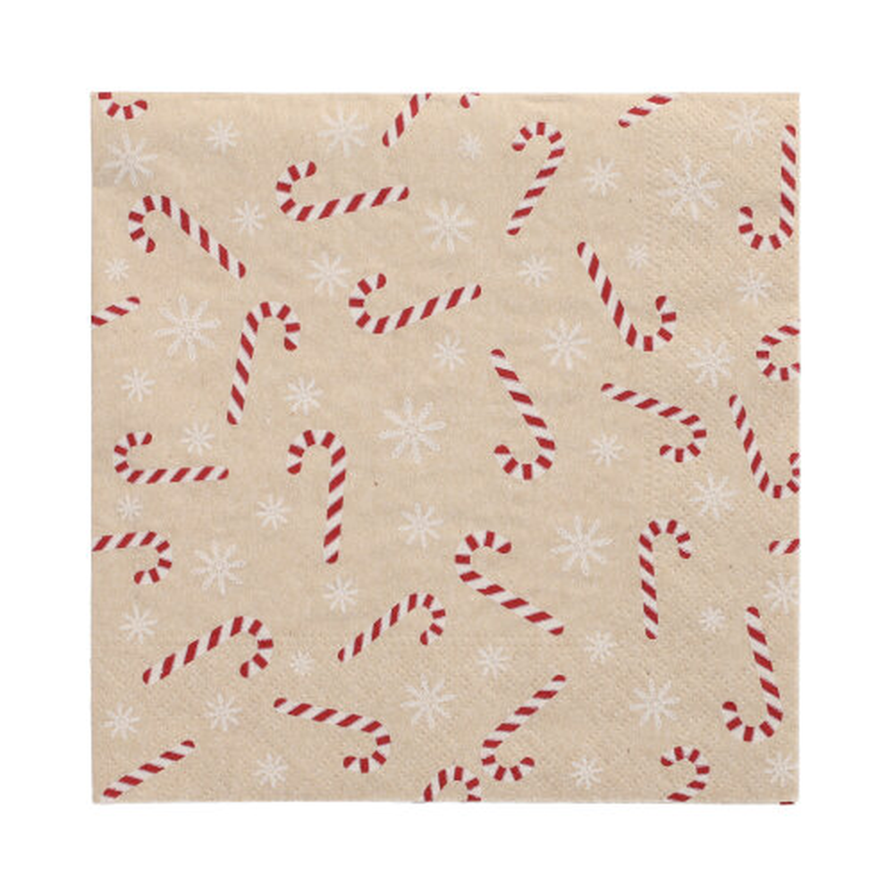 PAPSTAR Servietten, 3-lagig 1/4-Falz 33 cm x 33 cm natur Candy Canes aus re