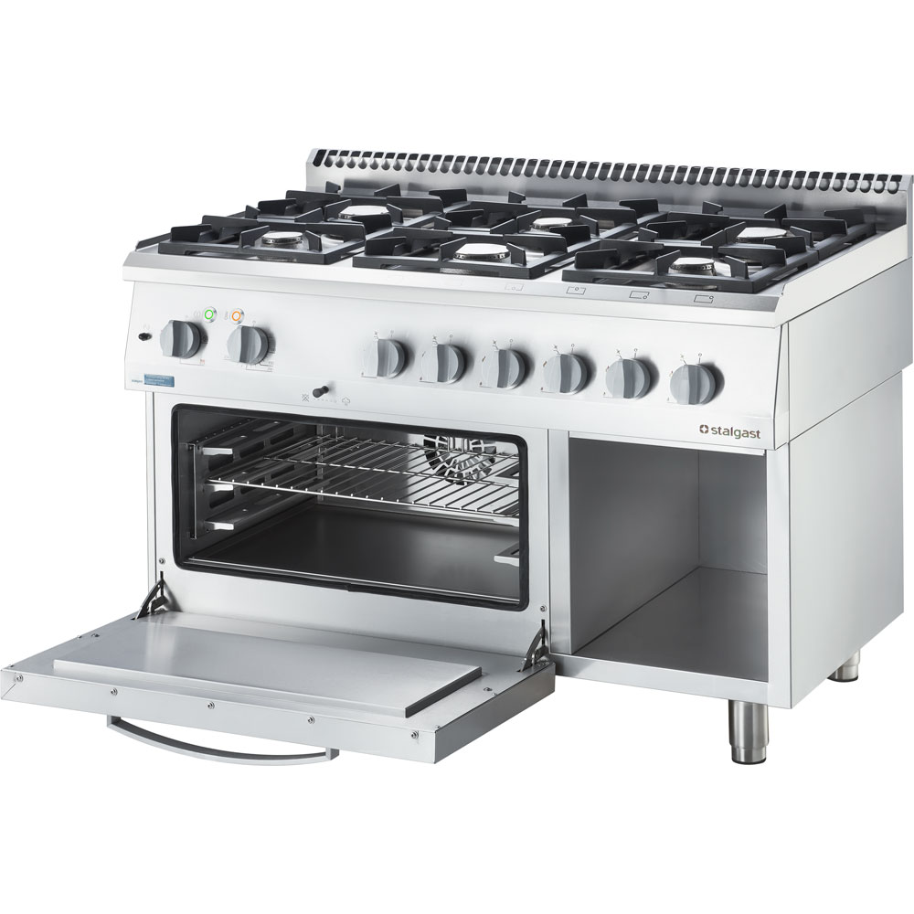 Stalgast Gasherd ECO 6 Brenner mit Elektro-Heißluftofen (600 x 400 mm / GN 1/1) 