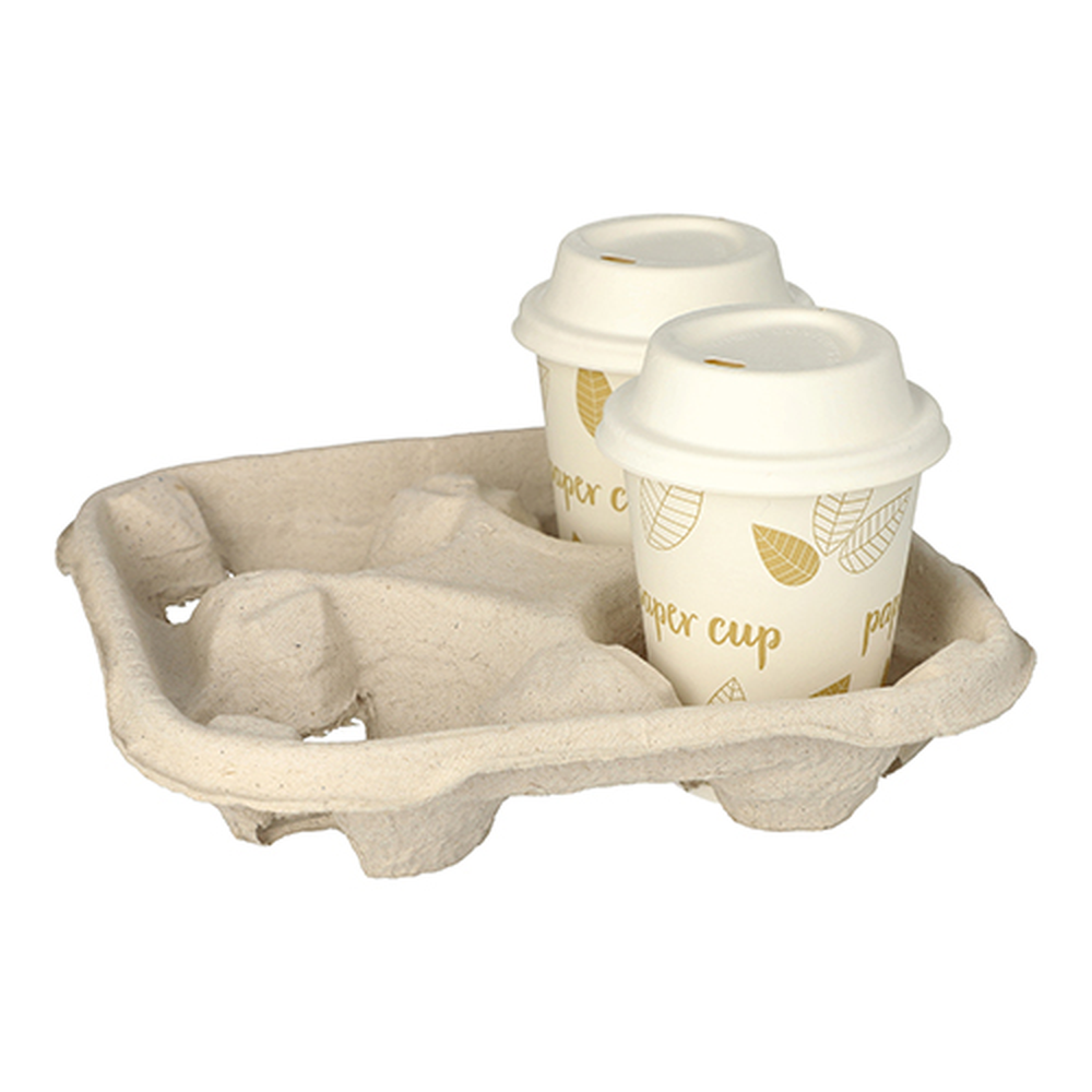 PAPSTAR Tragetabletts, Pappe To Go 4,7 cm x 22,4 cm x 22,4 cm natur für 4 