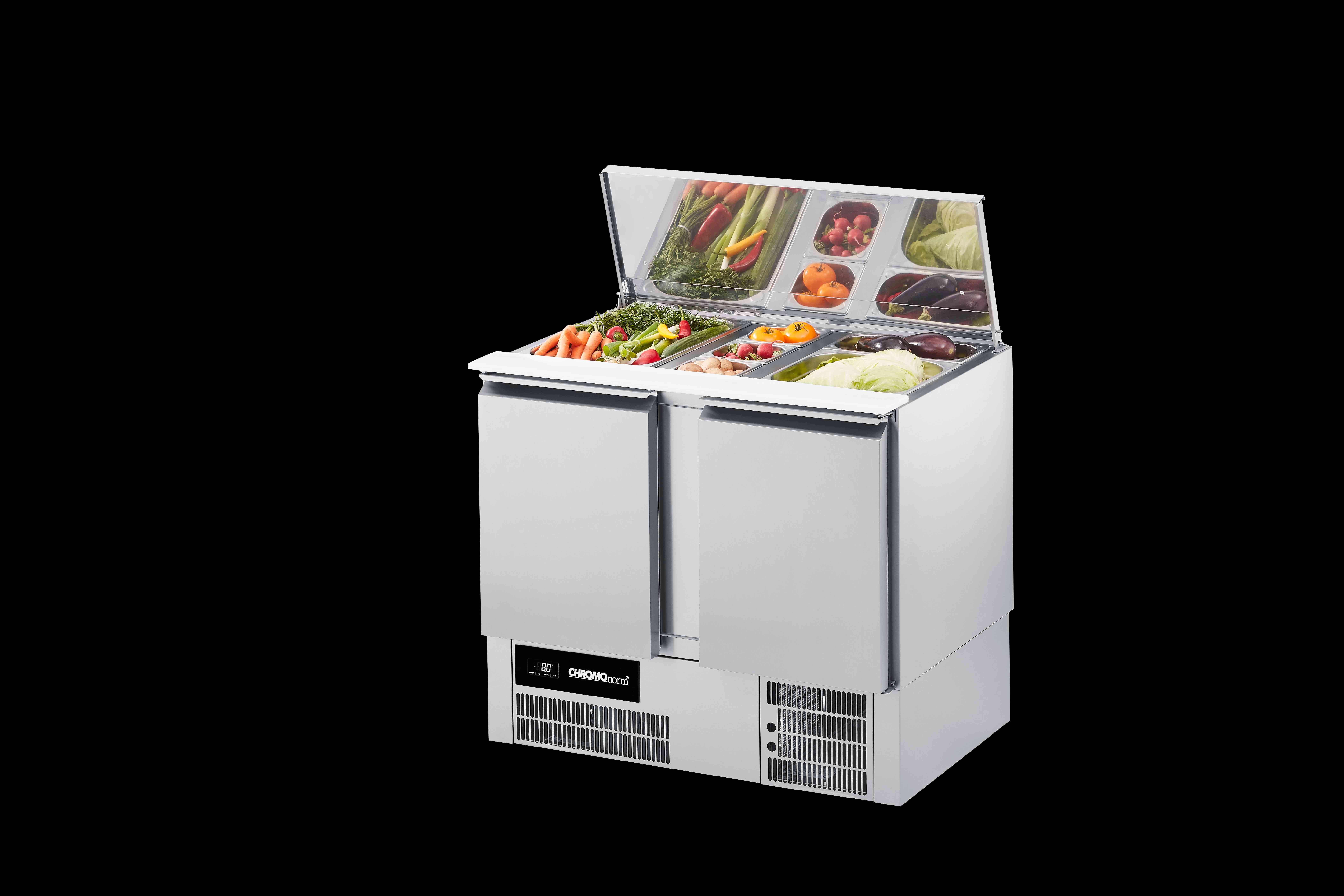 Chromonorm Saladette BR 795, GN 1/1, 2 Türen - 950x680x825/1120 mm