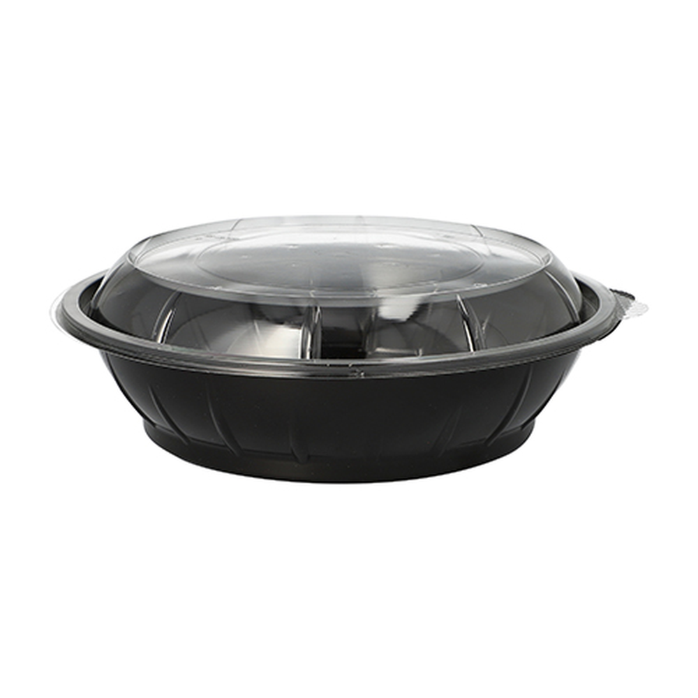 PAPSTAR Salatschalen, PET 1000 ml Ø 21,8 cm · 6 cm schwarz Snap It mit Deck