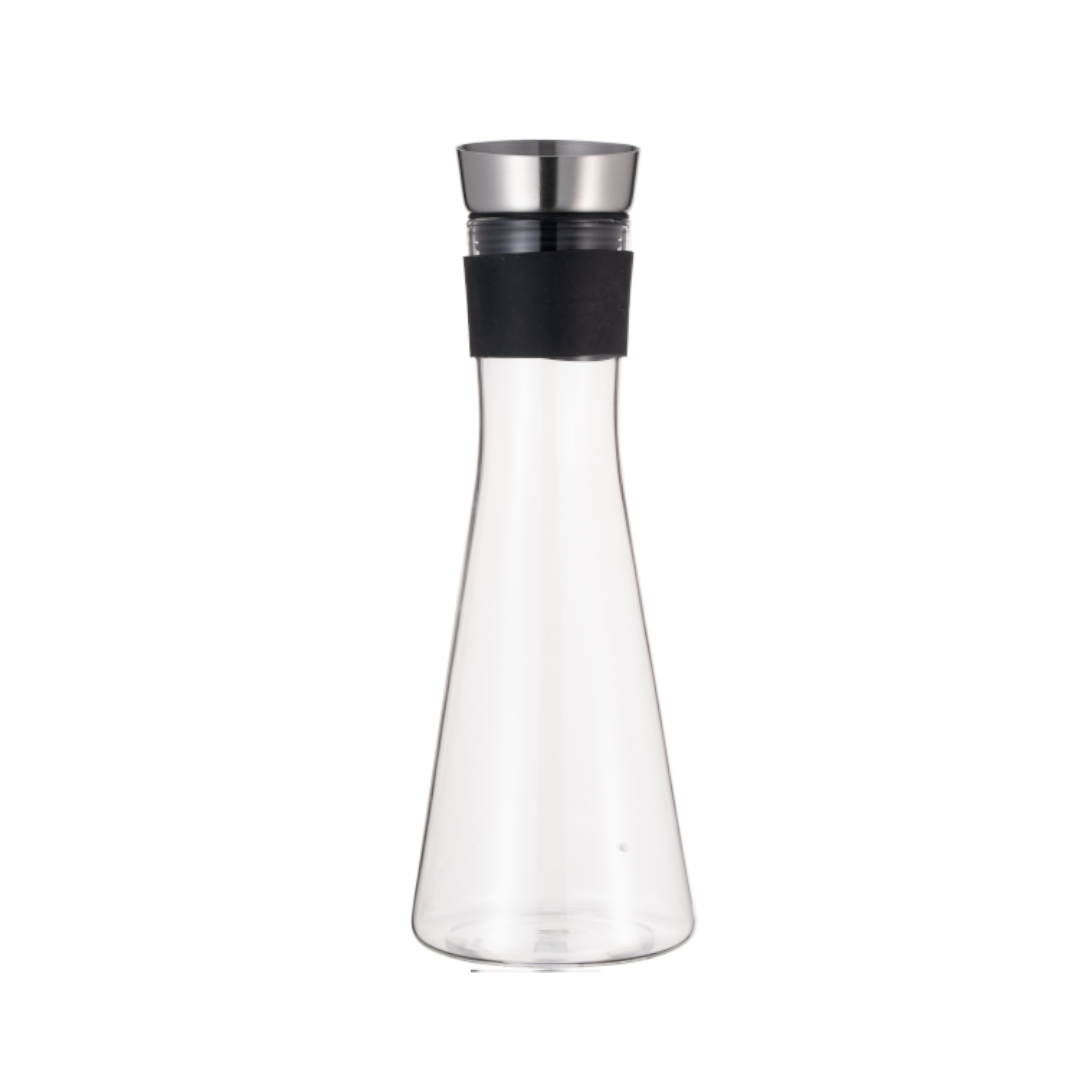 WAS Karaffe, 1,0 ltr., Ø 7 cm, Borosilikatglas, Edelstahl, Silikon