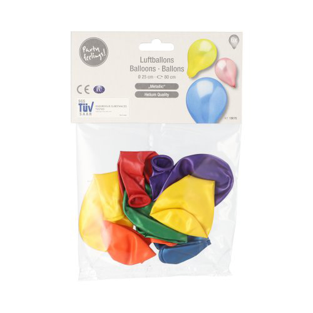 Papstar Luftballons Ø 25 cm farbig sortiert "Metallic"