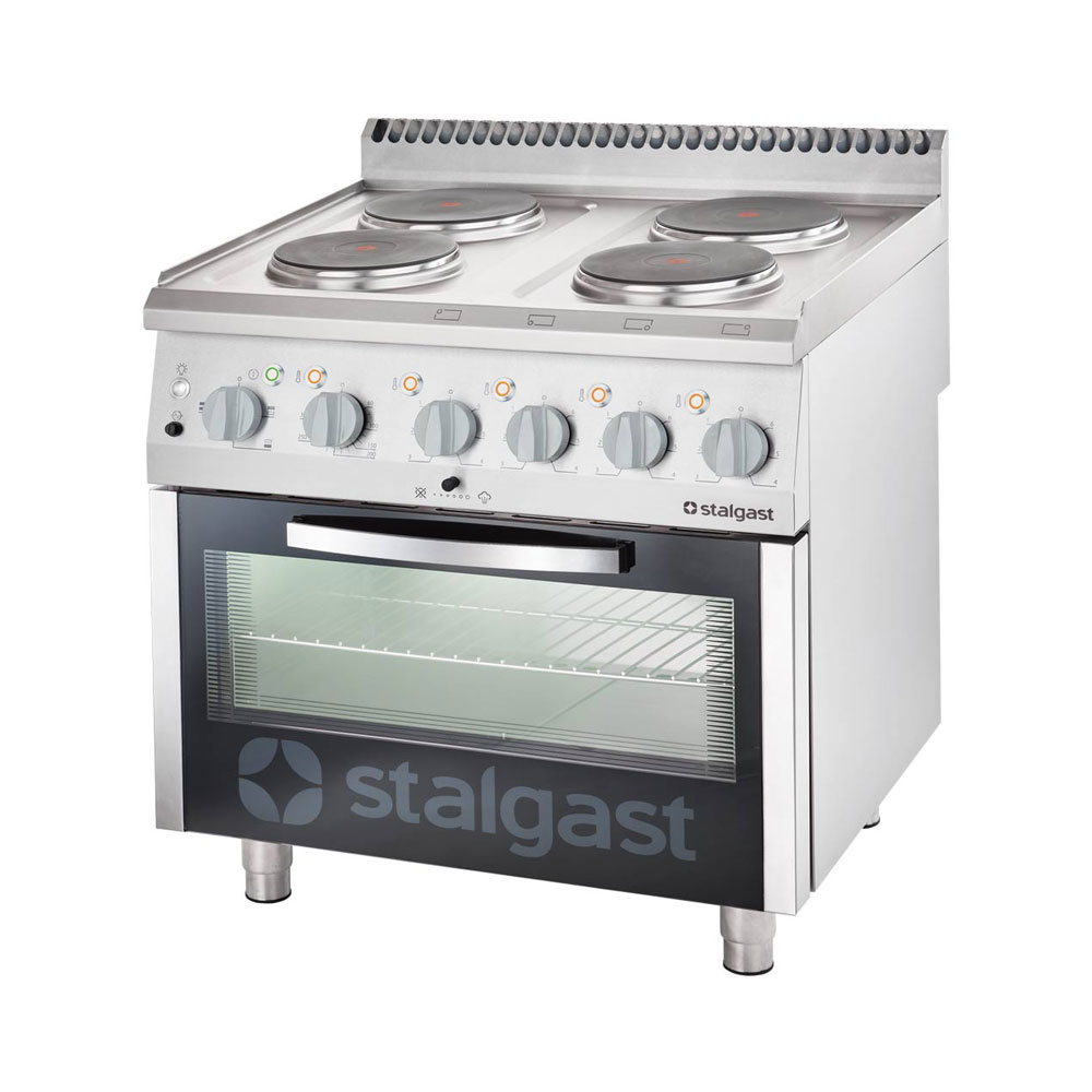 Stalgast Elektro-Herd mit 4 Kochplatten und statischem Backofen GN 2/1, Serie 70