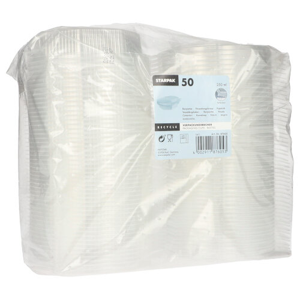 PAPSTAR Verpackungsbecher mit Klappdeckeln, PP 8-eckig 250 ml 2,8 cm x 11 cm