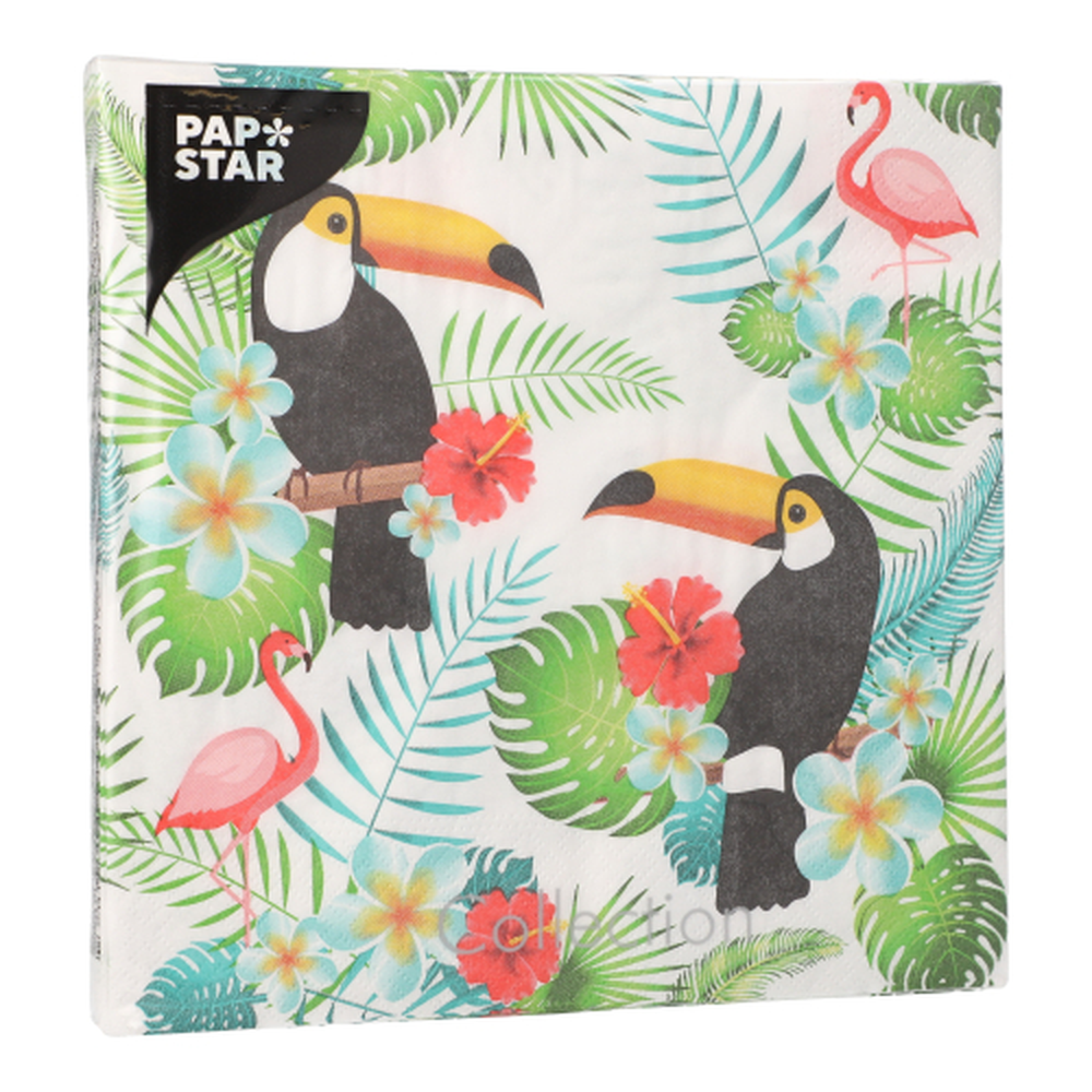 Papstar Servietten, 3-lagig 1/4-Falz 40 cm x 40 cm "Toucan"