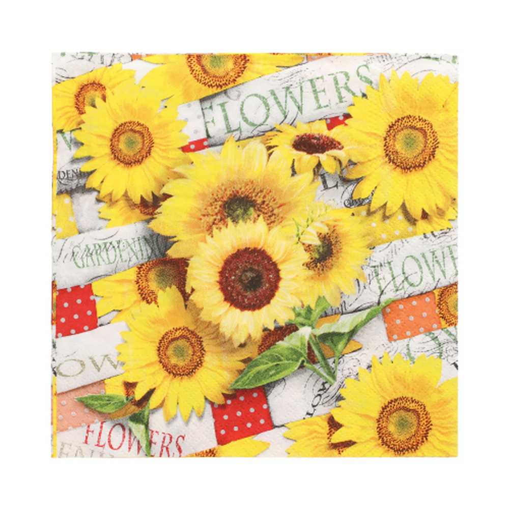 Papstar Servietten, 3-lagig 1/4-Falz 33 cm x 33 cm "Sunflower Field"